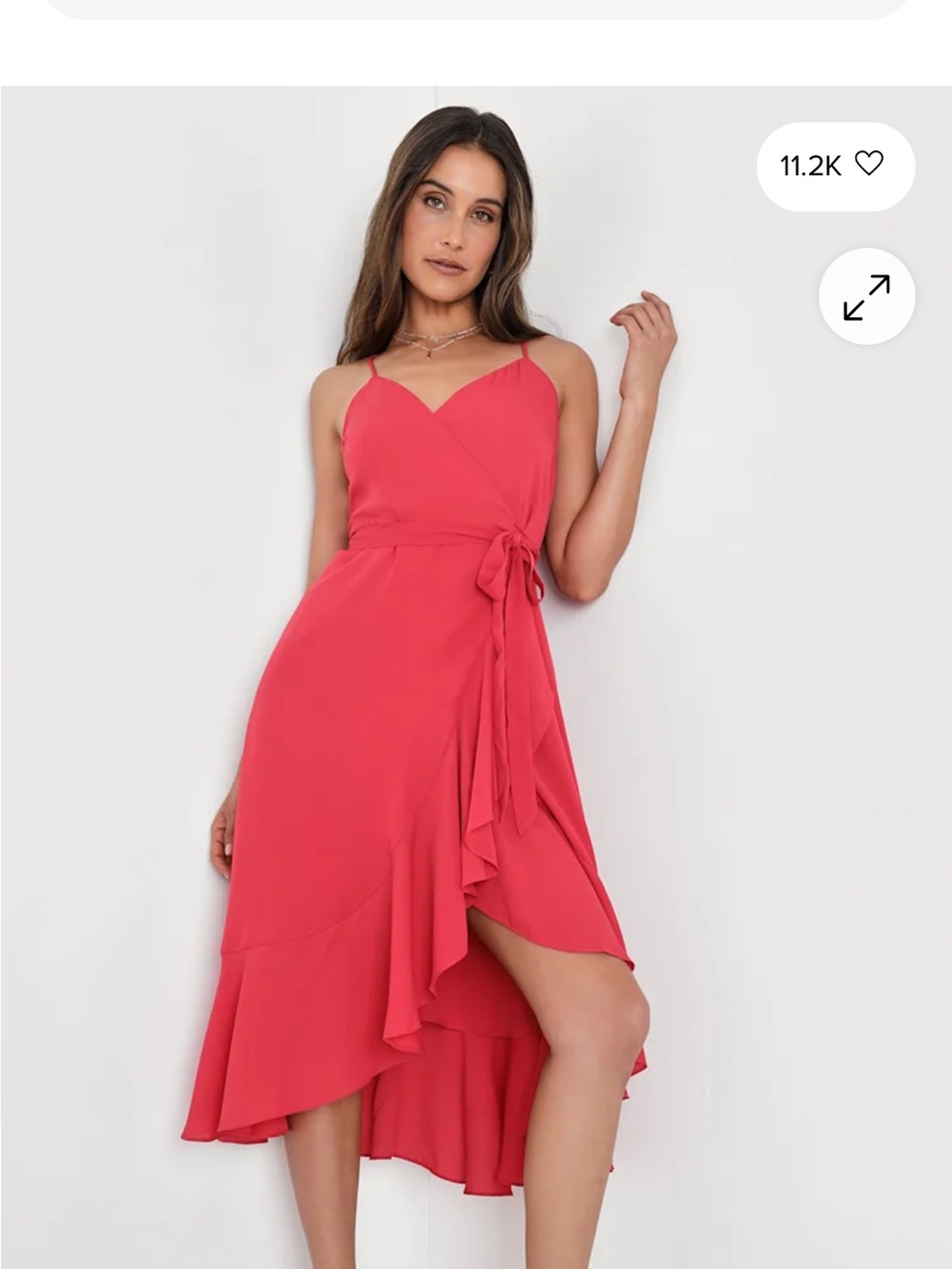 Lulu's Coral Pink High-Low Wrap Dress